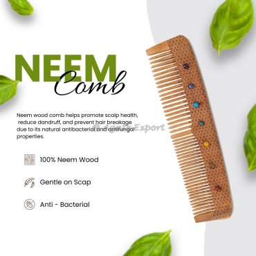 Flower Of Life With Chakra Stone Neem Wooded Comb