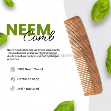 Flower Life Engraved Neem Wood Comb