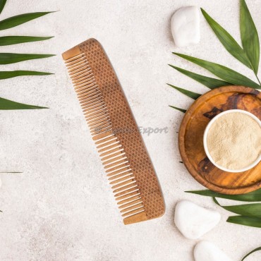 Flower Life Engraved Neem Wood Comb Flower Life Engraved Neem Wood Comb