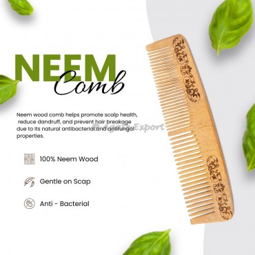Floral Neem Wooden Comb