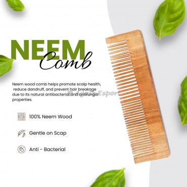 Two Type Tooth Neem Comb For Better De-Tangling