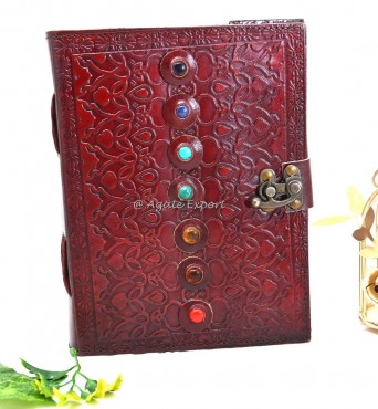 7 Chakra Beads On Brown Leather Journal Diary 7 Chakra Beads On Brown Leather Journal Diary