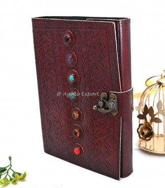 7 Chakra Beads On Brown Leather Journal Diary 7 Chakra Beads On Brown Leather Journal Diary