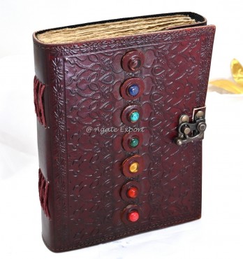 7 Chakra Beads On Brown Leather Journal Diary 7 Chakra Beads On Brown Leather Journal Diary