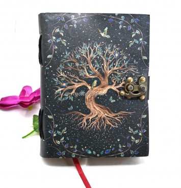 Tree of Life Leather Journal with Vintage Lock Tree of Life Leather Journal with Vintage Lock