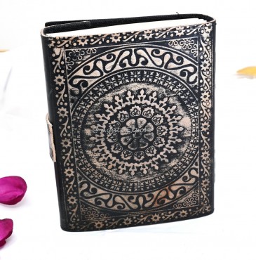 Leather Journal with Embossed Mandala and Chakra Stones