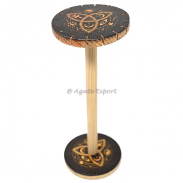 Triple Moon Ankh with Celestial Patterns Wooden Pendulum Holder