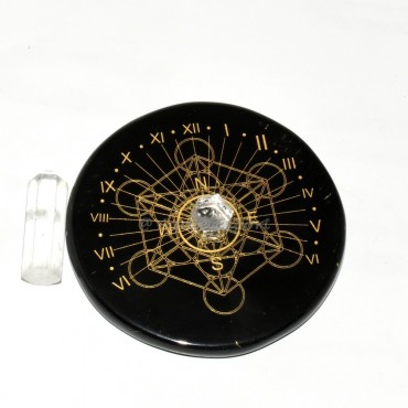 Metatron Light Sun Clock with Sacred Geometry Engraving and Crystal Quartz Point